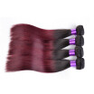 8A Grade unrpocessed human hair weave bundles deal brazilian virgin hair straight ombre 1B99J burgundy hair bundles deal