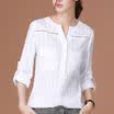 CITYPLU lostriped hollow casual female ng sleeve shirt