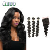 Malaysian virgin hair Loose Wave With Closure Malaysian loose wave Malaysian Hair With 4 Bundles Grade 7a Unprocessed Virgin Hair