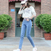 VIVAHEART Korean casual high waist elastic waist jeans female elastic Slim pants VWKN171137 light blue 29