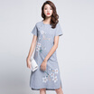 Siberian woman 2017 summer buckle printing embroidery Chinese wind cheongsam temperament plain dress S72R0224A11XXL gray XXL
