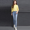 VIVAHEART Korean casual embroidery foot pants Slim stretch pencil jeans female VWKN172243 light blue 28