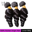HHHair Peruvian Loose Wave 3 Bundles Unprocessed Peruvian Virgin Hair Curly Weave Human Hair Peruvian Hair