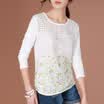 CITYPLUS FAN Sen Department of embroidered shirt loose round neck fabric hollow long-sleeved T-shirt female CWTC171157 white L