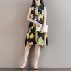 CITYPLUS Slim Women&39s Drawer Print Flowers Loose Casual Shirt Collar Chiffon One-piece Dress CWQZ172469 Color L