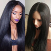 Grade 8A Glueless Full Lace Wigs Light Yaki Brazilian Virgin Hair Lace Front Human Hair Wigs Yaki Straight For Black Women