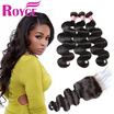 Peruvian Human Hair Body Wave Bundles with Closure Peruvian Body Wave 3Bundles With Lace Closure Human Hair Wet&Wave Extension