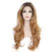 Anogol Light Brown Ombre Dark Roots Glueless Long Loose Wave Natural Hair Wigs Peruca Laco Sintetico Synthetic Lace Front Wig