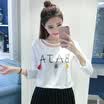 VIVAHEART Korean T-shirt Tuxedo Long Sleeve Loose Casual Women&39s Bat T-Shirt VWTC172336 White L