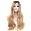 Anogol Natural Long Loose Wave Blonde Ombre Dark Roots Peruca Laco Sintetico Heat Resistant Wigs Synthetic Lace Front Wig