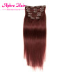 Aphro Hair Factory Price Brazilian virgin hair 7Pcs Clip In Hair Extension straight 99J 7Pcs70g 24inches100g