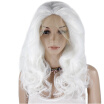Anogol White Long Body Wave Peruca Laco Sintetico Heat Resistant Fiber Fully Hair Women Wigs Synthetic Lace Front Wig