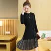 VIVAHEART Korean version of the long paragraph loose long-sleeved knitting fake two-piece dress women&39s VWQZ172239 black L