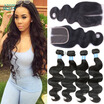 Middle Part Brazilian Body Wave With Closure 3 Bundles Weft 1 pc Closure Brazilian Virgin Hair Body Wavy Closure Brazilian Hair