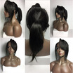 Silky straight lace front wig with bangs brazilian hair lace front human hair wigs for black women