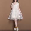 City Plus CITYPLUS Art Retro Embroidery Euclidean Sorcerer Sweet Princess Princess A Short Sleeve Dress CWQZ174463 White L