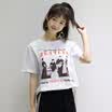 City plus CITYPLUS literary Fan wide loose thin round collar hedging short sleeve T shirt female CWTD175152 white L