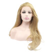 Anogol Long Loose Wave Blonde Peruca Laco Sintetico Heat Resistant Fiber Natural Fully Hair Wigs Synthetic Lace Front Wig