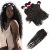 BHF Hair 100 Virgin Hair Brazillian Curly Hair With Closure 4 Bundle Deals Curly Weave Human Hair With Closure