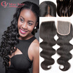 Top Lace Closure Brazilian Human Hair Body Wave Lace Closures Bleached Knots 44 inches Original Virgin Human Hair Free Shipping