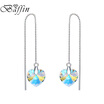 BAFFIN 925 Sterling Silver Long Chain Dangle Earrings Line Fashion Jewelry For Women Crystal From SWAROVSKI Heart Pendant