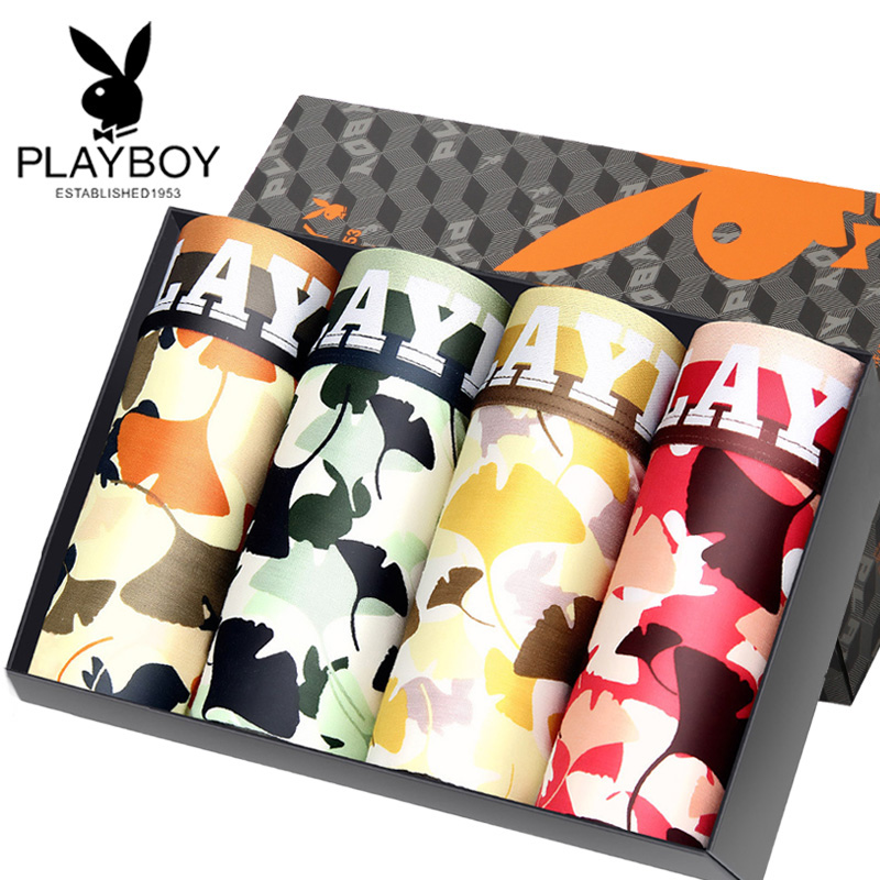 Playboy 5260B mens underwear 4 gift box angle pants male camouflage four corners shorts multi-color XXXL