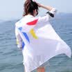 Longyue women in the long section of sunscreen ink graffiti zipper hooded air conditioning shirt LWDY174114 white all