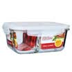 Lokchu buckle separate glass crisper microwave oven lunch box storage box lunch lunch box lunch box LLG429C rectangular 630ml