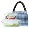 Music buckle deduction microwave oven lunch box glass crisper glass bowl lunch box box sealed box lunch box capacity girls apply LLG431 821 gift bag 750ml 380ml