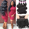 Brazilian Body Wave 360 Lace Band Frontal Closure with Baby Hair Pre Plucked 360 Lace Frontal Closure Natural Hairline Brazilian