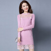 A long morning 2017 autumn&winter knit dress in the long section Slim was thin lace sexy long-sleeved round neck skirt female S65H0005A26XL pink XL