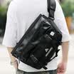 Light rider messenger bag casual sports backpack mens shoulder Messenger bag dead fly bag student simple mens bag 045 leather black