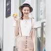 Yixiang Liying 2017 summer new Korean fashion straps simple color simple casual pit knitted T-shirt shirt 970321216 blue M