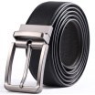 Paibao pabojoe mens belt mens first layer leather belt fashion rotating buckle double-sided use two-color pin buckle belt ZY155 black coffee color black