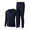 Playboy Qiuyi Qiuku Mens Thin Cotton Thermal Underwear Set Round Collar Foundation Bottom Lingerie Cotton Sweater Navy XXL