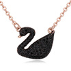 BAFFIN Classic Black Swan Pendant Necklace With Austrian Crystals Rose Gold Plated Chain Necklace For Women Best Gift