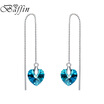 BAFFIN 925 Sterling Silver Long Chain Dangle Earrings Line Fashion Jewelry For Women Crystal From SWAROVSKI Heart Pendant