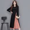 Yutang 2017 autumn dress long-sleeved large size women&39s high waist pleated skirt S71R0318A10L black L