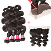4 Bundles With Frontal Closure Body Wave Brazilian Virgin Hair Ear To Ear Lace Frontal Closure With Bundles Human Hair Weave