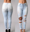 CANISWomens Destroyed Ripped Distressed Slim Denim Pants Boyfriend Jeans Trousers New