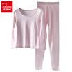 Bejirog womens&mens cotton thin thermal underwear set with round collar