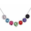 Colorful Rhinestone Rainbow Necklaces Pendants For Women Austrian Crystal Beads Box Chain Necklace 20099