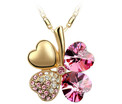 Four Leaf Clover Necklaces Pendant Heart Austria Crystal 18K Gold Plating Vintage Fashion Jewelry For Women 900
