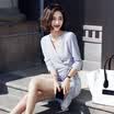 Fort Sheng 2017 new women&39s autumn temperament v collar chiffon dress Korean irregular stripes high waist A word skirt zx1781720 gray L