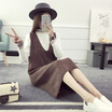 sustory Women&39s 2017 autumn&winter Korean version of the sleeveless solid color sweater sets of wool sweater dress sweater dress SRSU017 army green S