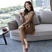 Fort Sheng 2017 new women&39s autumn fashion set aristocratic temperament Korean version of the V-neck dresses foreign gas chiffon shirt two-piece zx1782861 khaki M