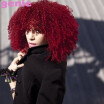 Red Short Afro Kinky Curly Women Wigs None Lace Heat Resistant Synthetic Hair Wig For Africa American