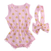 Baby Girl Gold Dots Clothes Bodysuit Romper Jumpsuit Bow Head Band Outfits Set