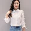 Fort Sheng 2017 new women&39s fall nine points sleeves cardigan loose shirt color sweet POLO collar hollow pleated strap lace yzKFG7108 white S