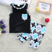 2017 2pcs Baby Clothes Boys Kids Fashion Print Pocket vestPants Oufits 1-3Y